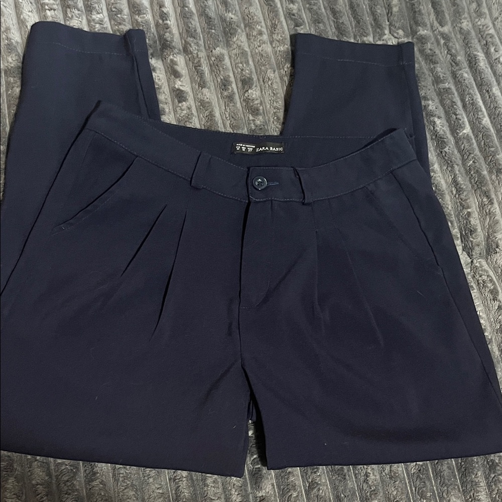 Zara Navy Blue Women's Trousers M